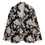 Watercolor Orchid Flower Pattern Print Men's Cotton Blazer