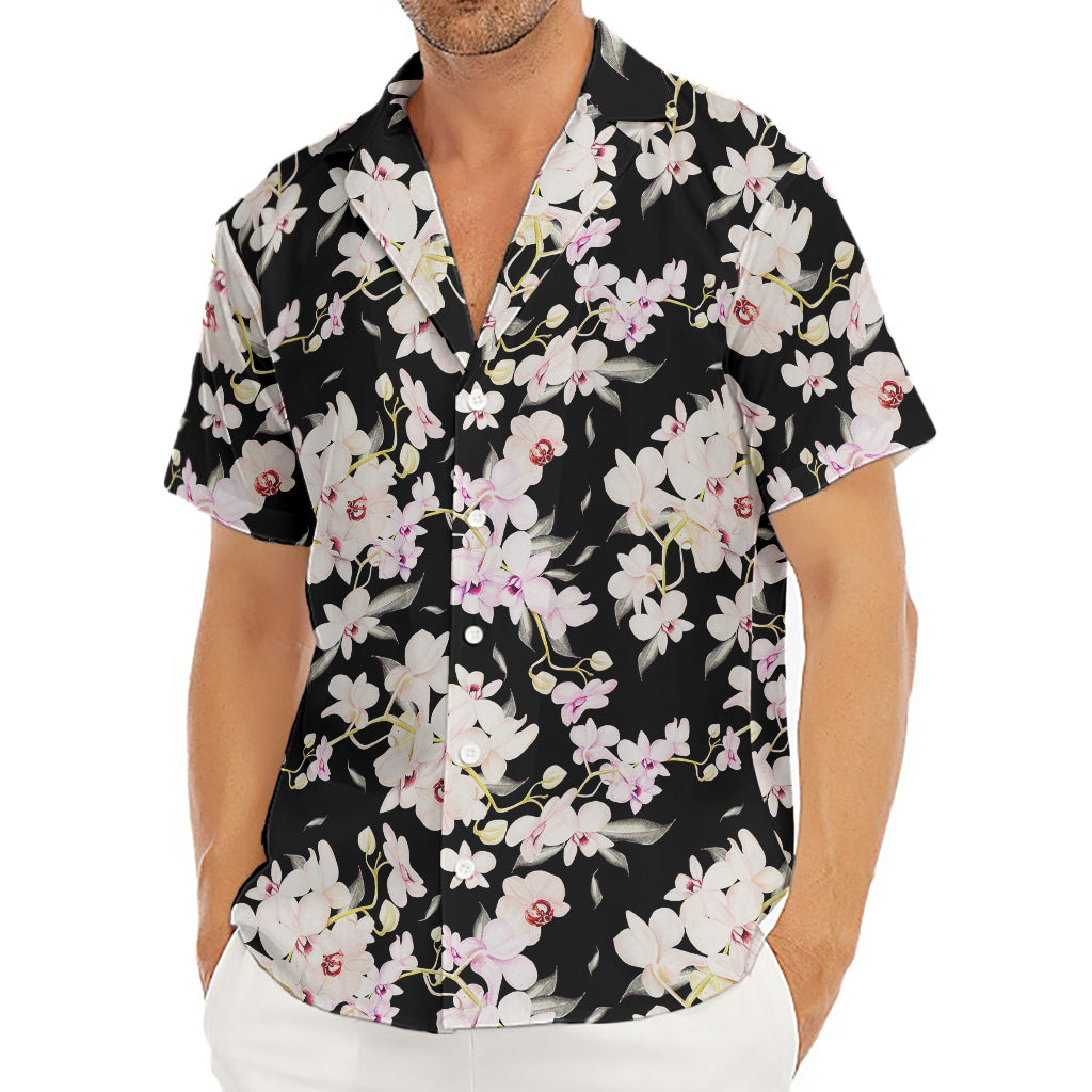 Watercolor Orchid Flower Pattern Print Men's Deep V-Neck Shirt