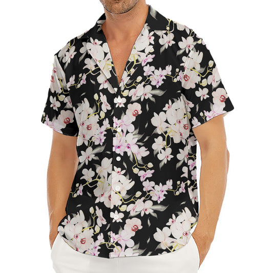 Watercolor Orchid Flower Pattern Print Men's Deep V-Neck Shirt