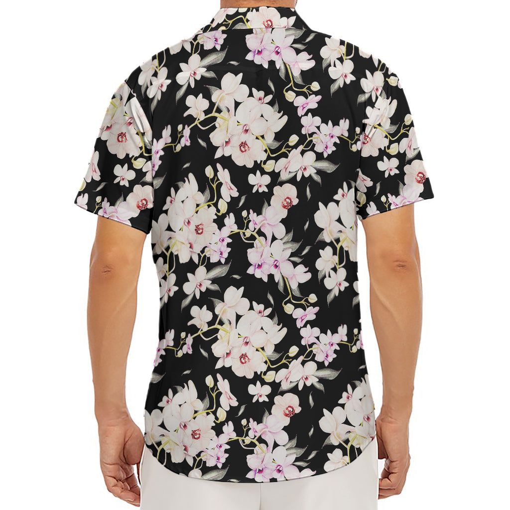 Watercolor Orchid Flower Pattern Print Men's Deep V-Neck Shirt
