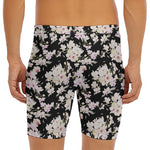Watercolor Orchid Flower Pattern Print Men's Long Boxer Briefs