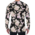 Watercolor Orchid Flower Pattern Print Men's Long Sleeve T-Shirt