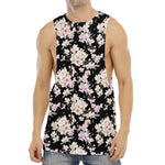 Watercolor Orchid Flower Pattern Print Men's Muscle Tank Top