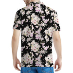 Watercolor Orchid Flower Pattern Print Men's Polo Shirt