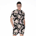 Watercolor Orchid Flower Pattern Print Men's Romper