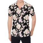 Watercolor Orchid Flower Pattern Print Men's Shirt