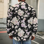 Watercolor Orchid Flower Pattern Print Men's Shirt Jacket