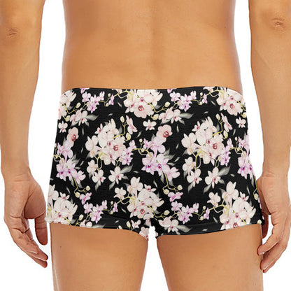 Watercolor Orchid Flower Pattern Print Men's Short Boxer Briefs