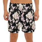 Watercolor Orchid Flower Pattern Print Men's Split Running Shorts