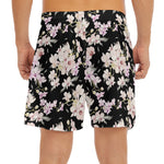Watercolor Orchid Flower Pattern Print Men's Split Running Shorts