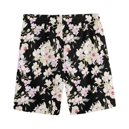 Watercolor Orchid Flower Pattern Print Men's Sports Shorts