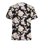 Watercolor Orchid Flower Pattern Print Men's Sports T-Shirt