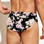 Watercolor Orchid Flower Pattern Print Men's Swim Briefs