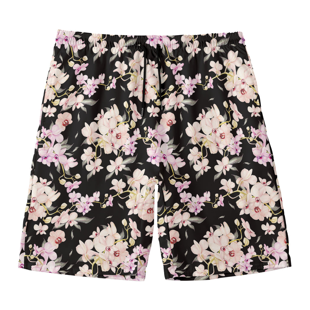 Watercolor Orchid Flower Pattern Print Men's Swim Trunks
