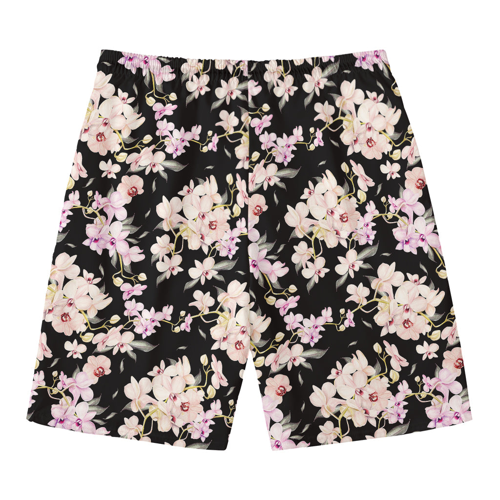 Watercolor Orchid Flower Pattern Print Men's Swim Trunks
