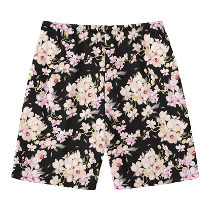 Watercolor Orchid Flower Pattern Print Men's Swim Trunks