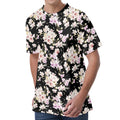 Watercolor Orchid Flower Pattern Print Men's Velvet T-Shirt