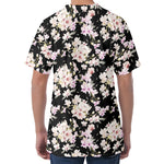 Watercolor Orchid Flower Pattern Print Men's Velvet T-Shirt