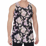 Watercolor Orchid Flower Pattern Print Men's Velvet Tank Top