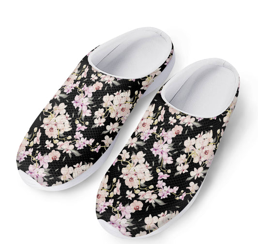 Watercolor Orchid Flower Pattern Print Mesh Casual Shoes