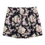 Watercolor Orchid Flower Pattern Print Mesh Shorts