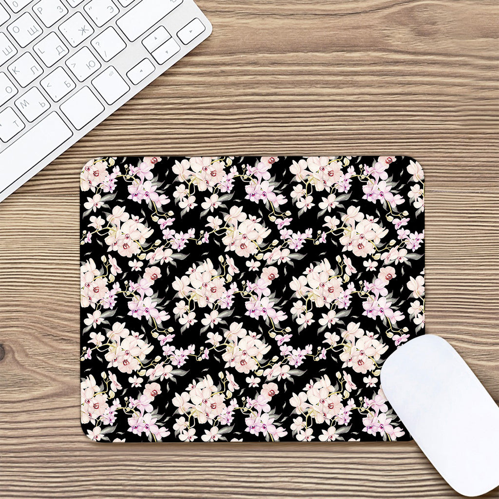 Watercolor Orchid Flower Pattern Print Mouse Pad