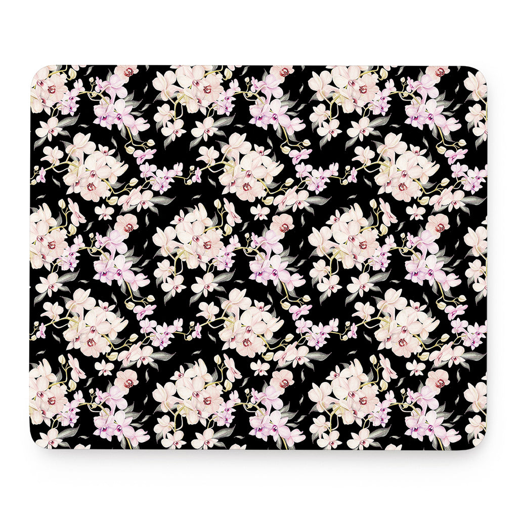 Watercolor Orchid Flower Pattern Print Mouse Pad