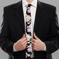 Watercolor Orchid Flower Pattern Print Necktie