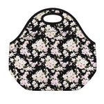 Watercolor Orchid Flower Pattern Print Neoprene Lunch Bag
