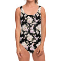 Watercolor Orchid Flower Pattern Print One Piece Swimsuit