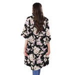 Watercolor Orchid Flower Pattern Print Open Front Beach Cover Up