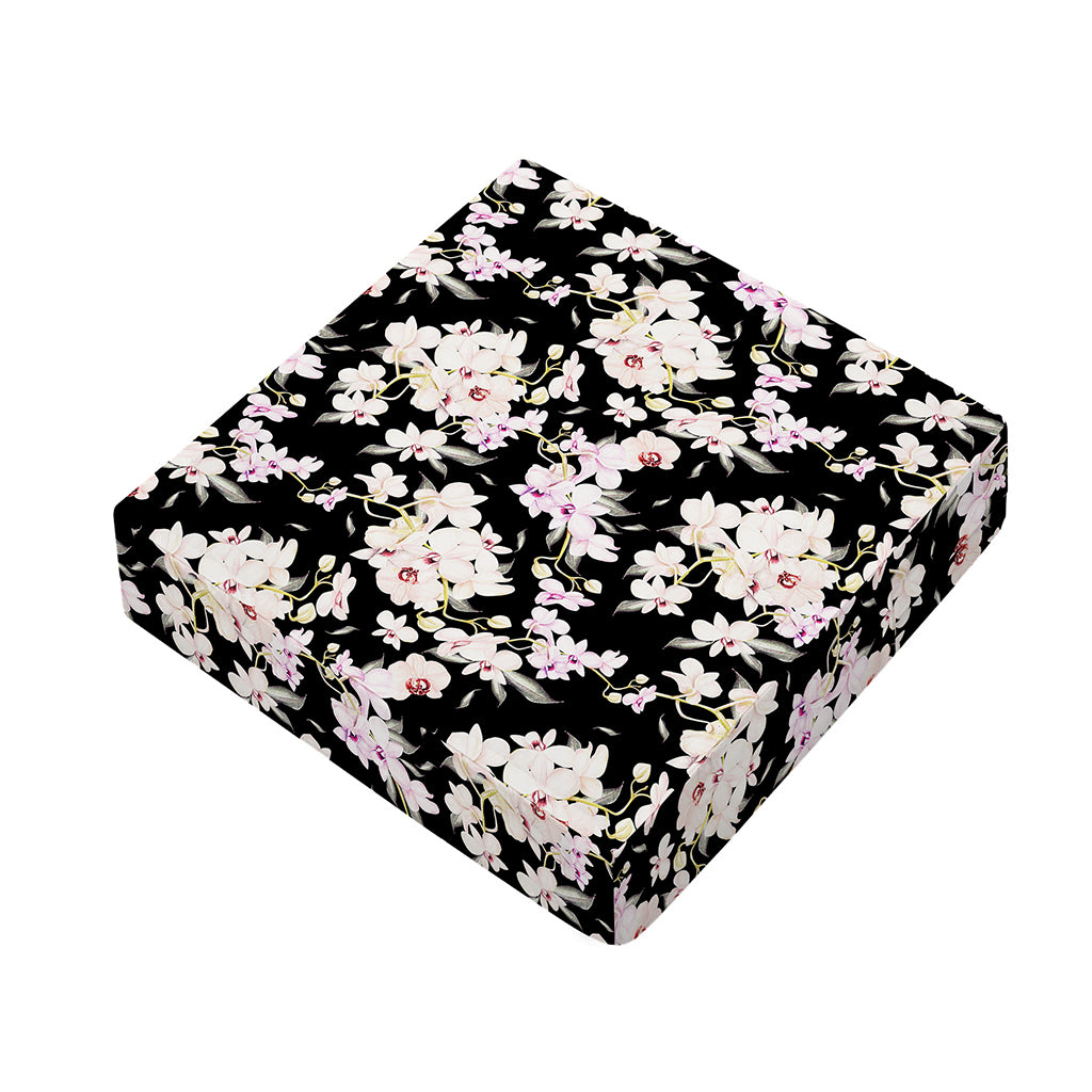 Watercolor Orchid Flower Pattern Print Outdoor Seat Cushion Cover