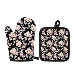 Watercolor Orchid Flower Pattern Print Oven Mitt And Pot Holder Set