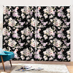 Watercolor Orchid Flower Pattern Print Pencil Pleat Curtains