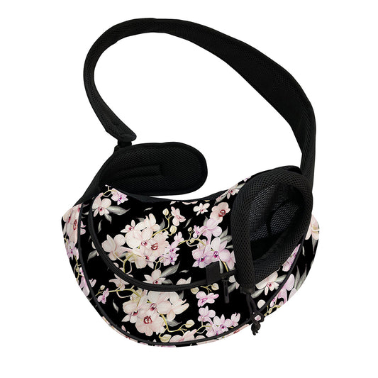 Watercolor Orchid Flower Pattern Print Pet Sling Carrier