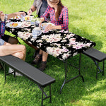 Watercolor Orchid Flower Pattern Print Picnic Table Cover