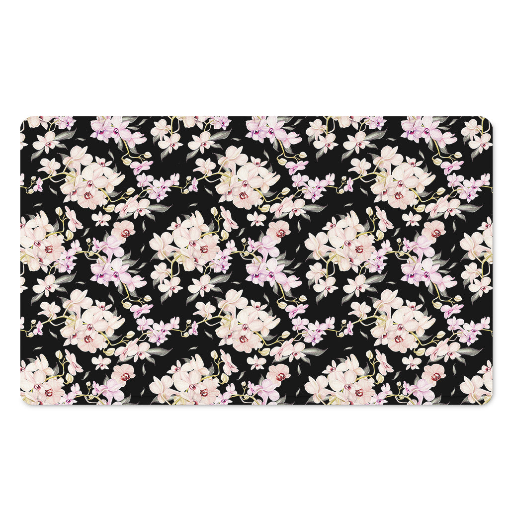 Watercolor Orchid Flower Pattern Print Polyester Doormat