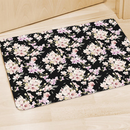 Watercolor Orchid Flower Pattern Print Polyester Doormat
