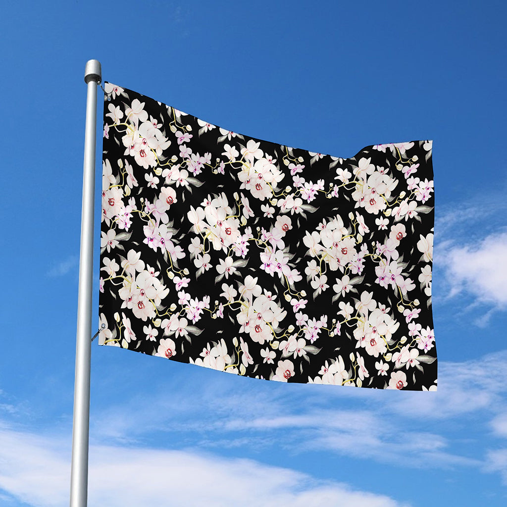 Watercolor Orchid Flower Pattern Print Polyester Flag