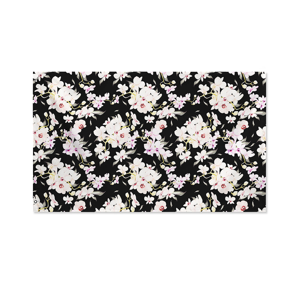 Watercolor Orchid Flower Pattern Print Polyester Flag