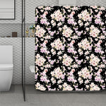 Watercolor Orchid Flower Pattern Print Polyester Shower Curtain
