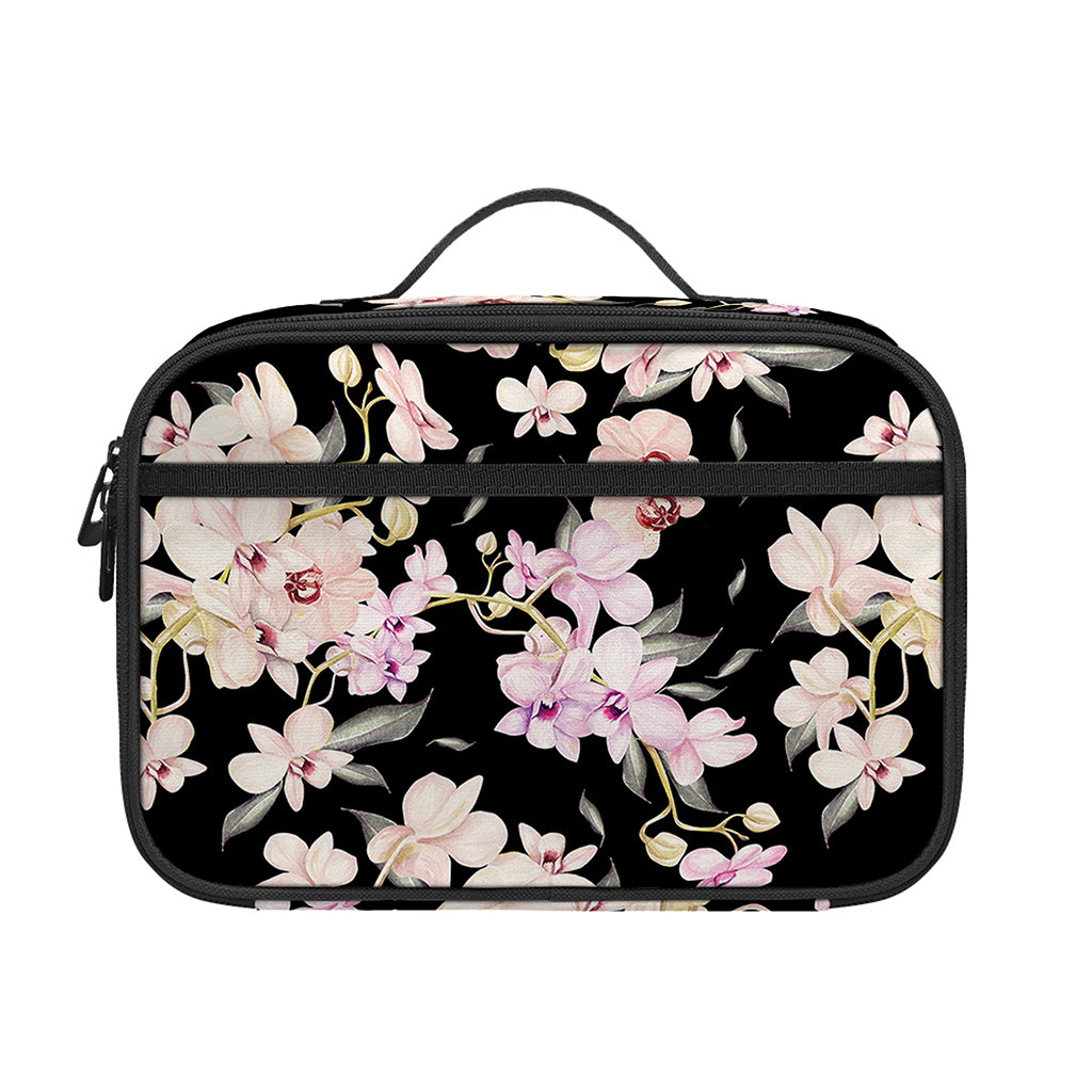 Watercolor Orchid Flower Pattern Print Portable Lunch Bag