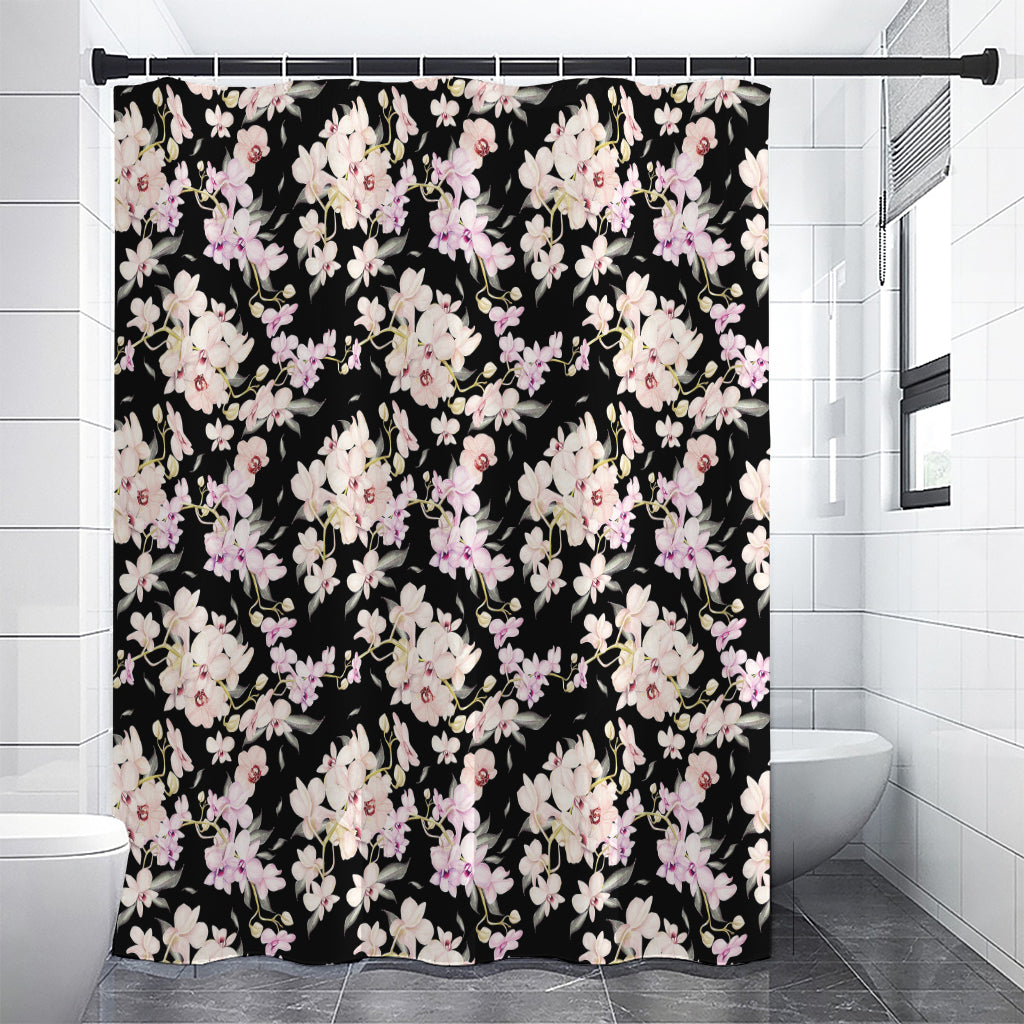 Watercolor Orchid Flower Pattern Print Premium Shower Curtain