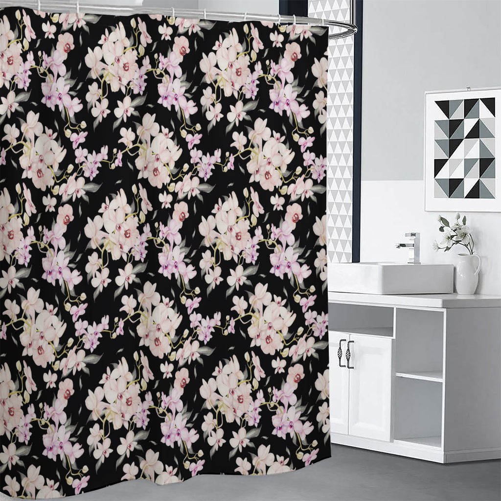 Watercolor Orchid Flower Pattern Print Premium Shower Curtain