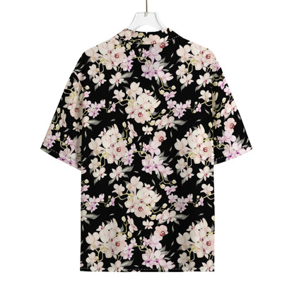 Watercolor Orchid Flower Pattern Print Rayon Hawaiian Shirt