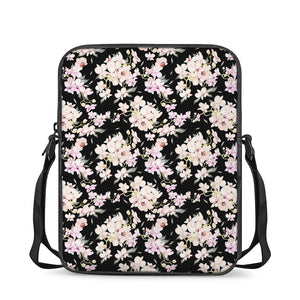 Watercolor Orchid Flower Pattern Print Rectangular Crossbody Bag