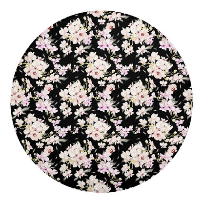 Watercolor Orchid Flower Pattern Print Round Blanket