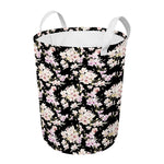 Watercolor Orchid Flower Pattern Print Round Laundry Basket