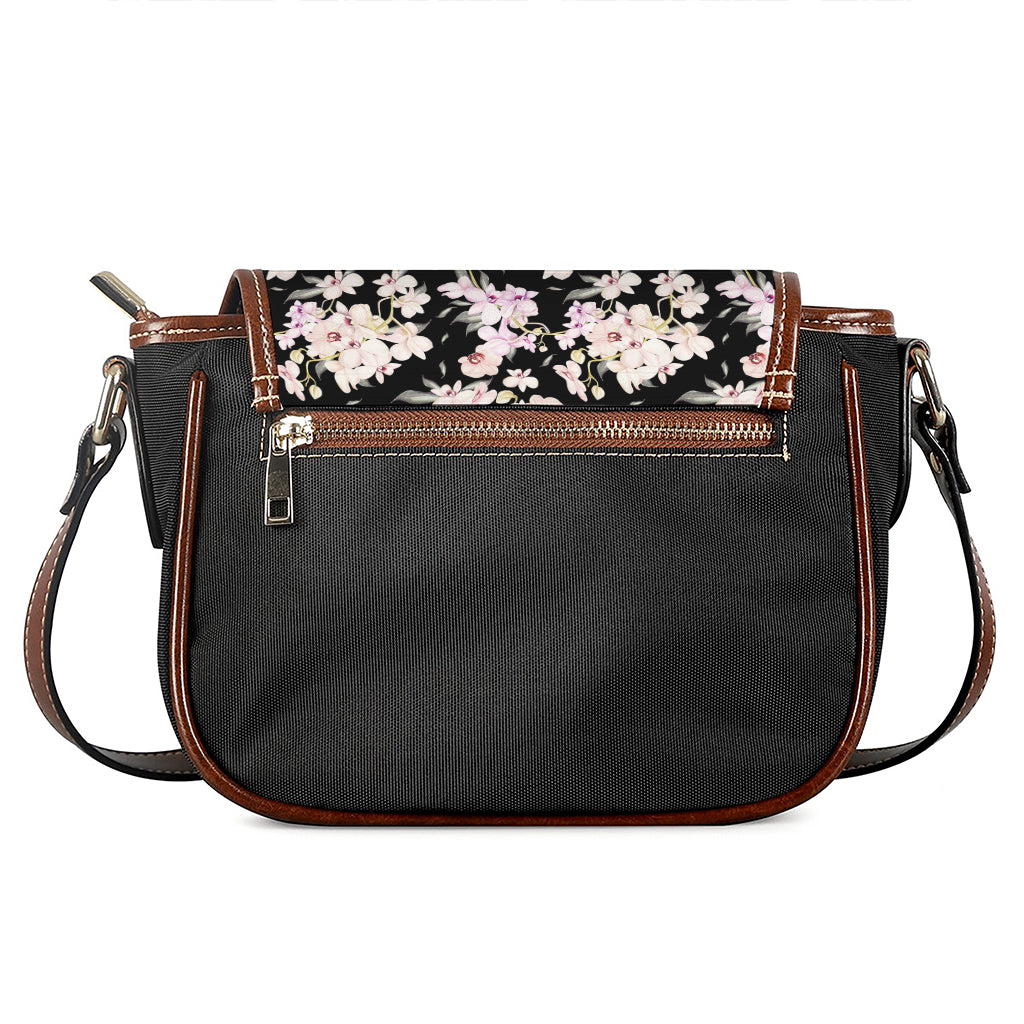 Watercolor Orchid Flower Pattern Print Saddle Bag