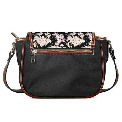 Watercolor Orchid Flower Pattern Print Saddle Bag